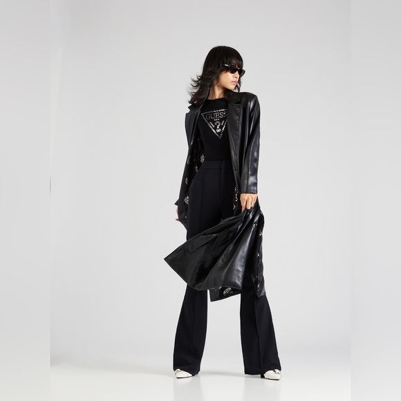 GUESS Between-Seasons Vegan Leather Coat 'Gea' in Black Size S\M - Picture 4 of 7